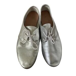Justin Reece England Silver Metallic Lace Up Leather Shoes Size 5